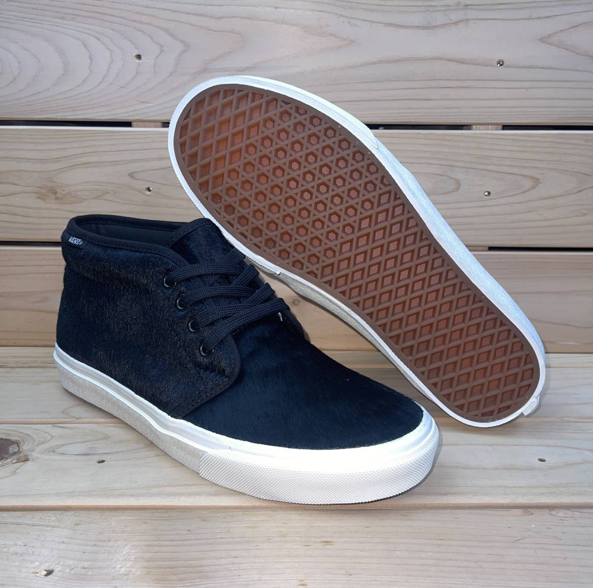 ビリーズ バンズ 30cm チャッカ ブーツ ブラック ホワイト 定価13200円 BILLY'S VANS CHUKKA BOOTS ハラコ 天然皮革 スニーカー ヴァンズ_画像1