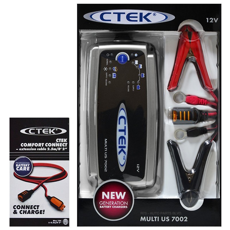 CTEK シーテック バッテリー チャージャー MUS7002 ハイパワー7A 8ステップ充電 給電機能 日本語簡易説明書付 延長ケーブルセット 新品_画像1