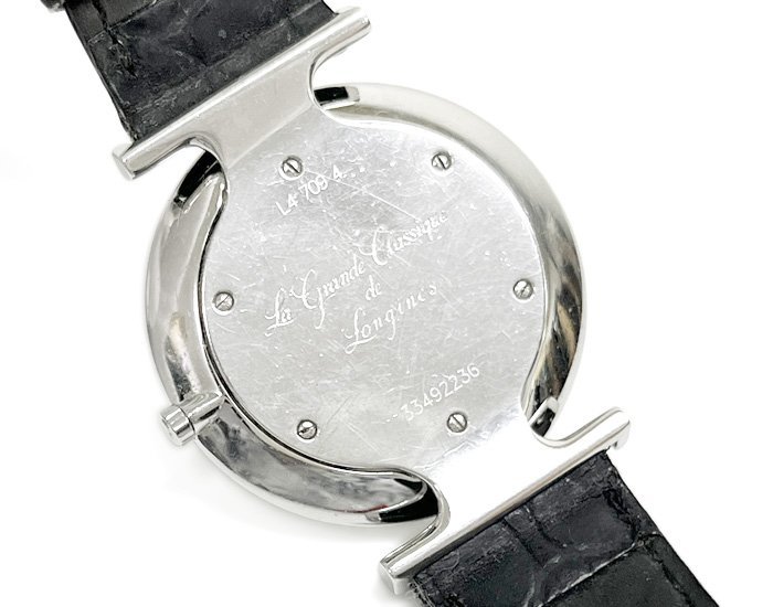 LONGINESS ロンジン メンズ腕時計 L4.709.4 グランドクラシック シルバー文字盤 ラウンド クォーツ スイス製 ベルト社外 電池交換済 稼働品_画像4