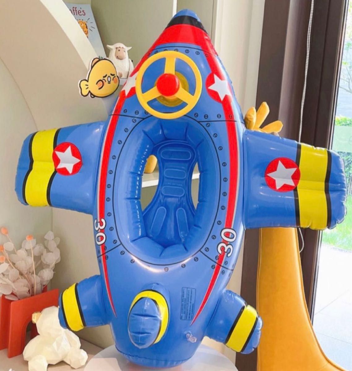 子供 ベビー 浮き輪 飛行機型うきわ 乗り物 ハンドル付き フロート キッズ KIDS 足入れ 足抜き ビーチ プール 海 温水