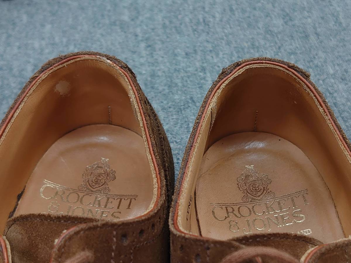 CROCKETT&JONES ビームスF別注TYNE サイズ5E 茶スエードWチップ＆クレープソール クロケット＆ジョーンズ_画像7