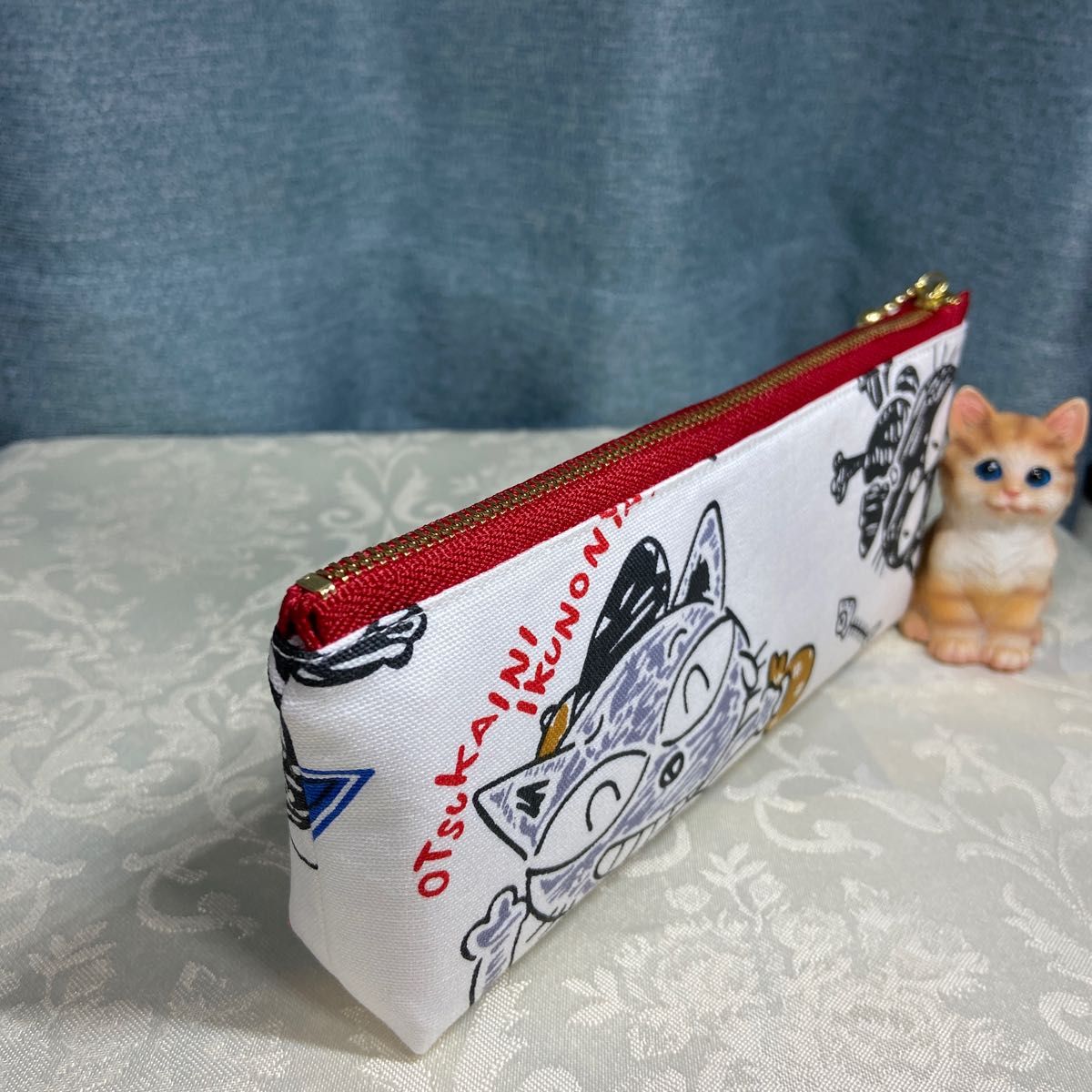 24番　ハンドメイド　F 20  猫柄ペンケースポーチ