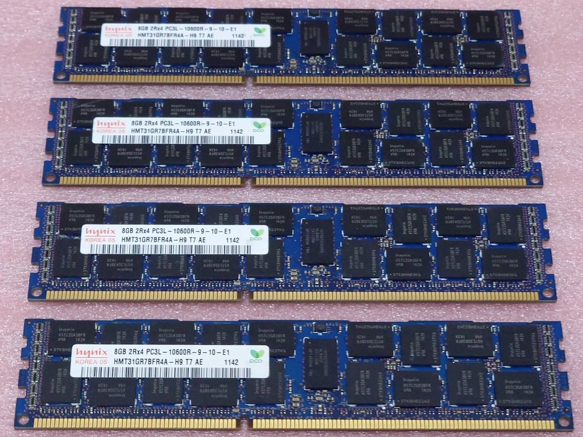 Hynix HMT31GR7BFR4A-H9 4枚セット PC3L-10600R/DDR3L-1333 ECC REG