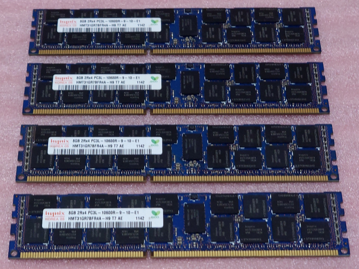 ☆Hynix HMT31GR7BFR4A-H9 4枚セット *PC3L-10600R/DDR3L-1333 ECC REG/Registered 240Pin DDR3 RDIMM 32GB(8GB x4) 動作品_画像1
