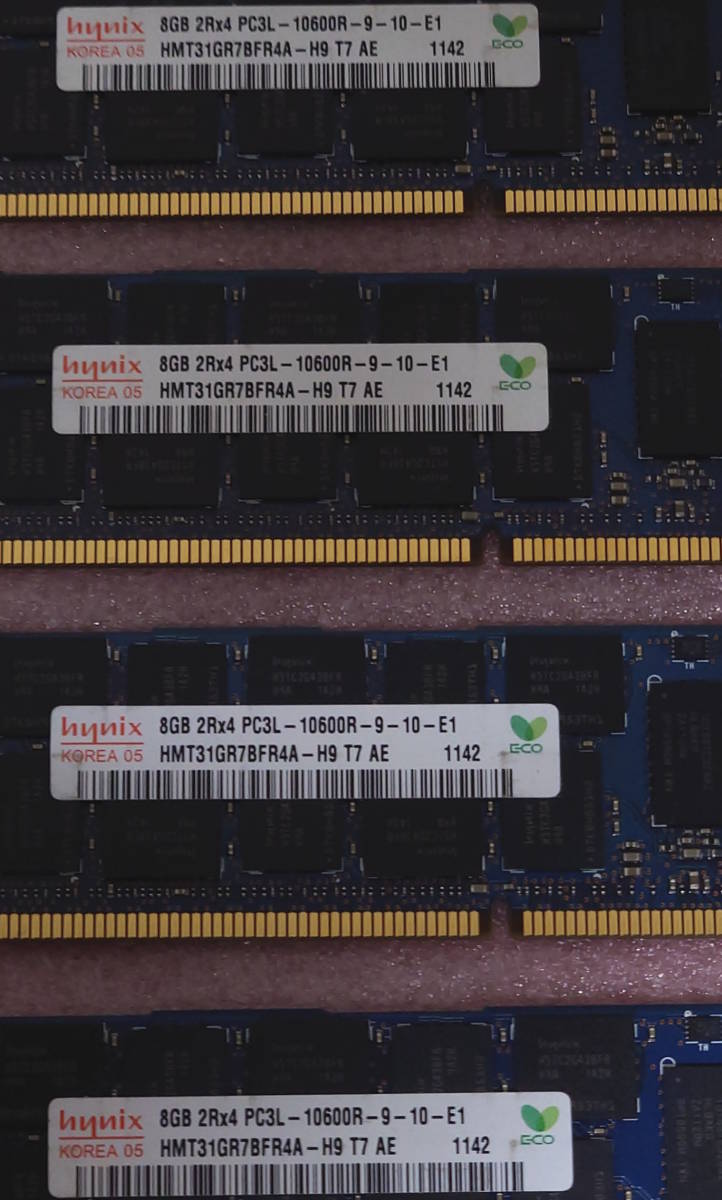 ☆Hynix HMT31GR7BFR4A-H9 4枚セット *PC3L-10600R/DDR3L-1333 ECC REG/Registered 240Pin DDR3 RDIMM 32GB(8GB x4) 動作品_画像3