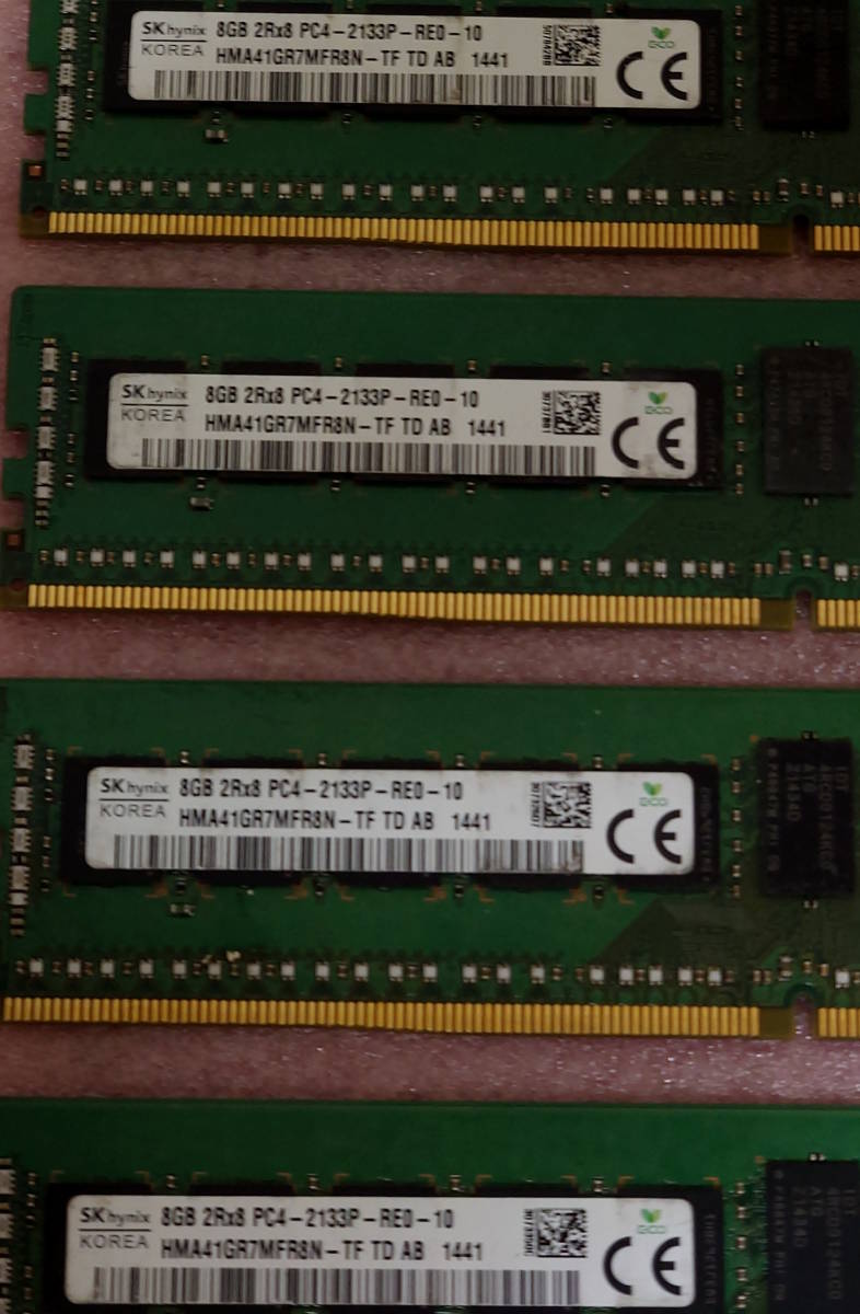 ◇SK hynix HMA41GR7MFR8N-TF 4枚セット *PC4-17000/PC4-2133P ECC REG/Registered 288Pin DDR4 RDIMM 32GB(8GB x4) 動作品_画像3