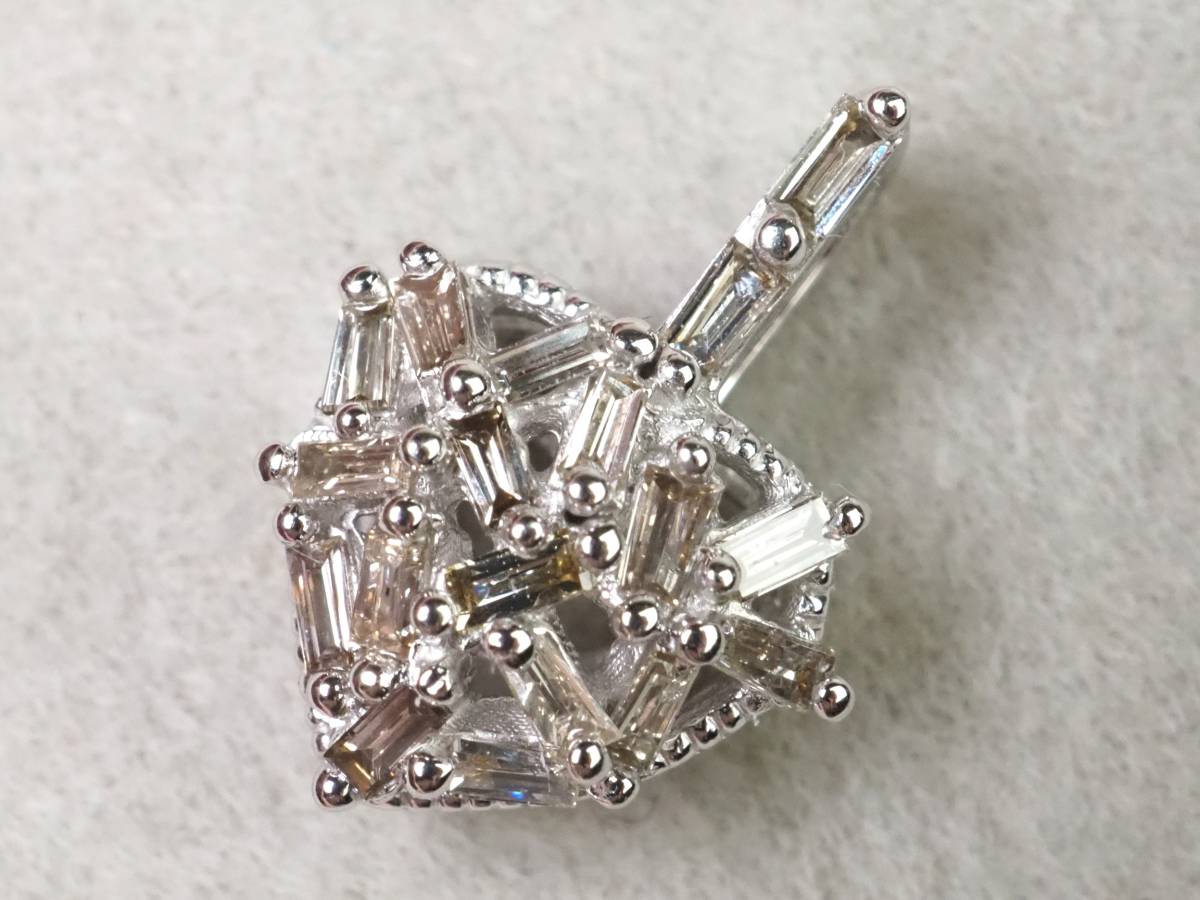 【2250A】K18WGホワイトゴールド 天然ダイヤモンド 0.12ct/0.9g ペンダントトップ_画像5