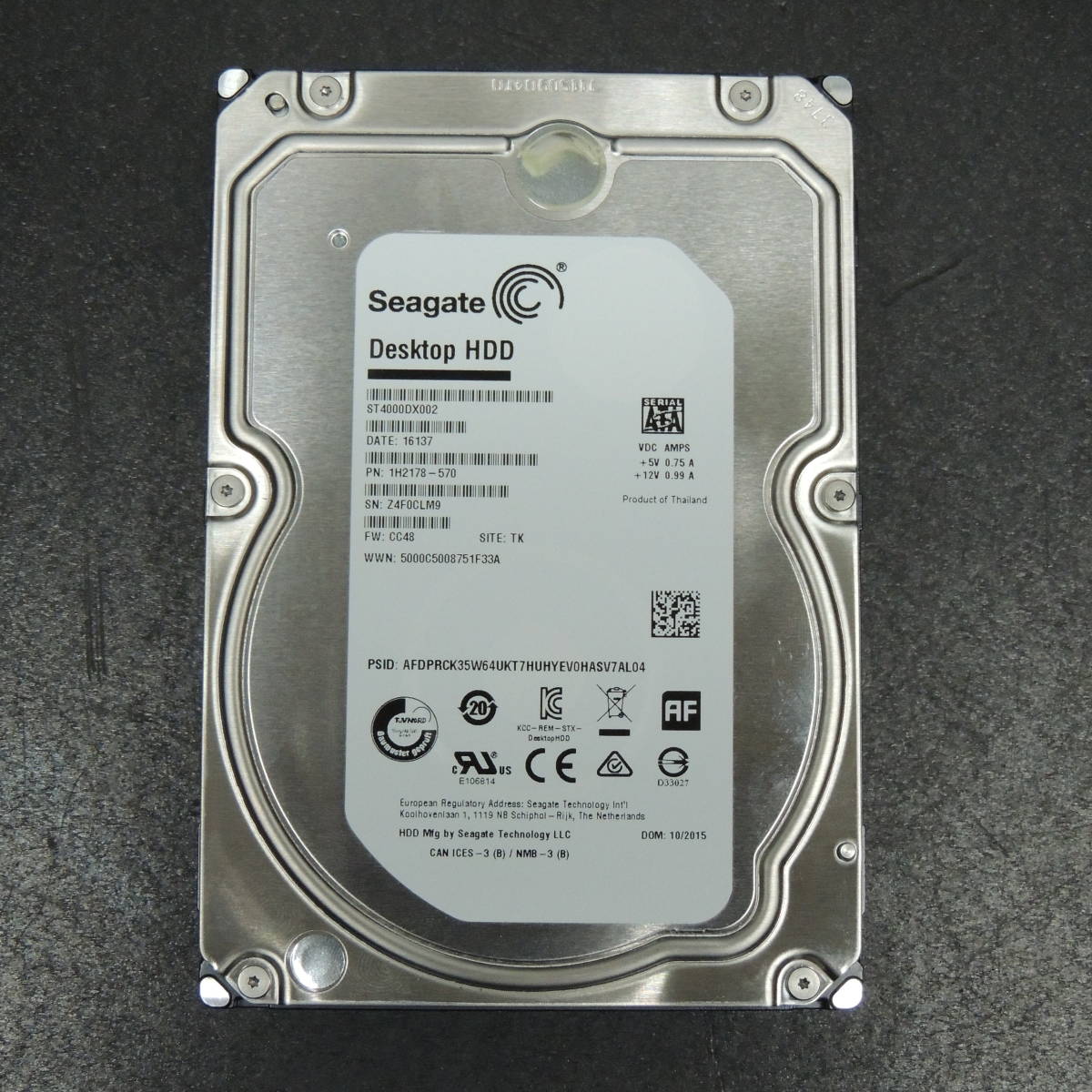 【検品済み/使用1825時間】Seagate 4TB HDD ST4000DX002 管理:サ-72_画像1