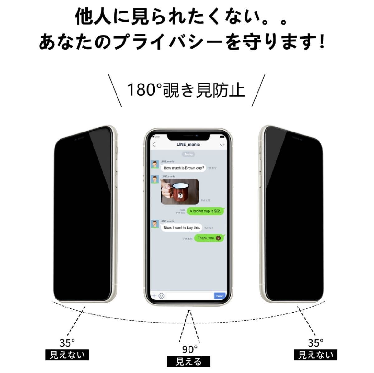 IPhone11/XR 覗き見防止 フィルム 二枚セット ガラスフィルム 