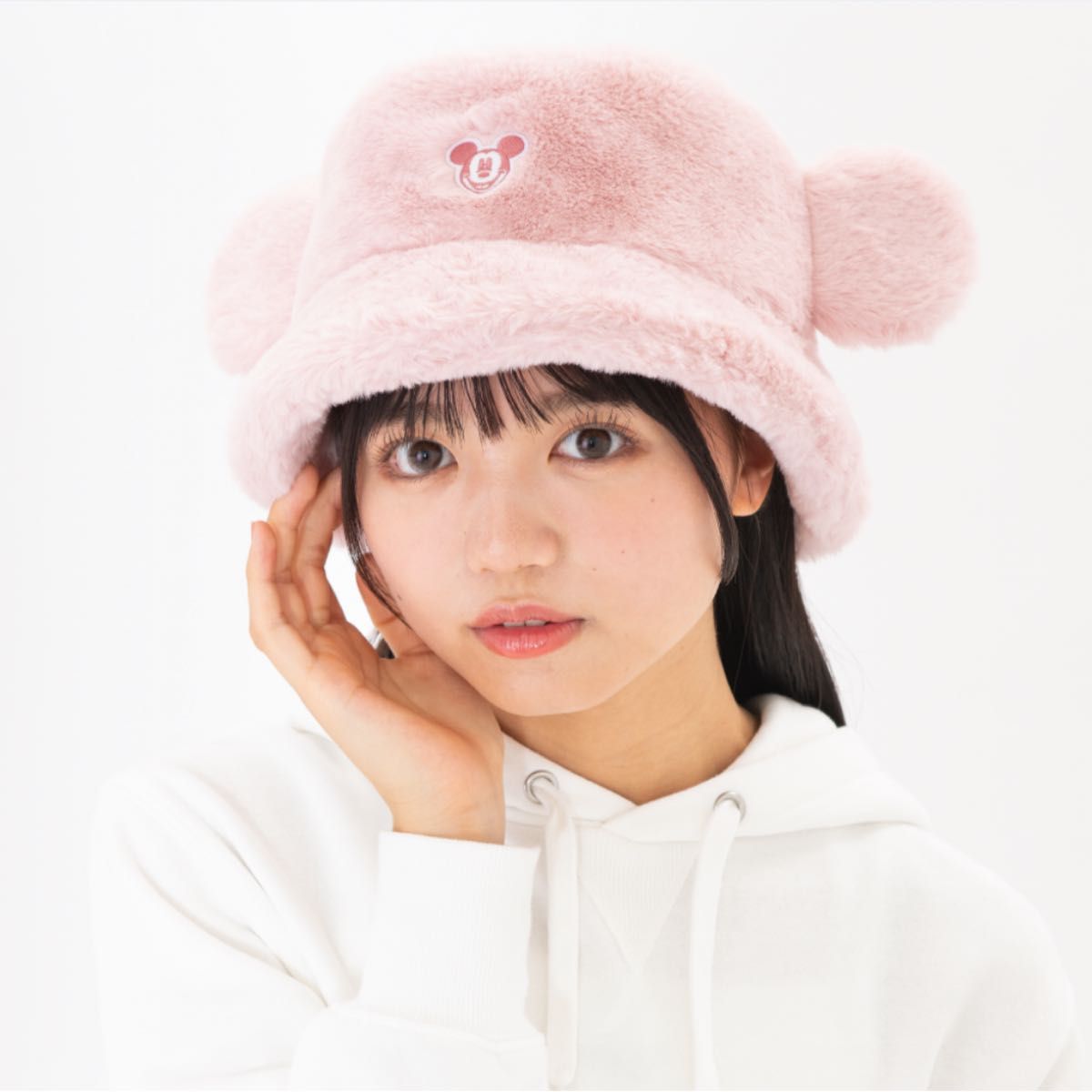 ディズニー もこもこ ハット バケハ ミッキー 帽子 キャップ ピンク