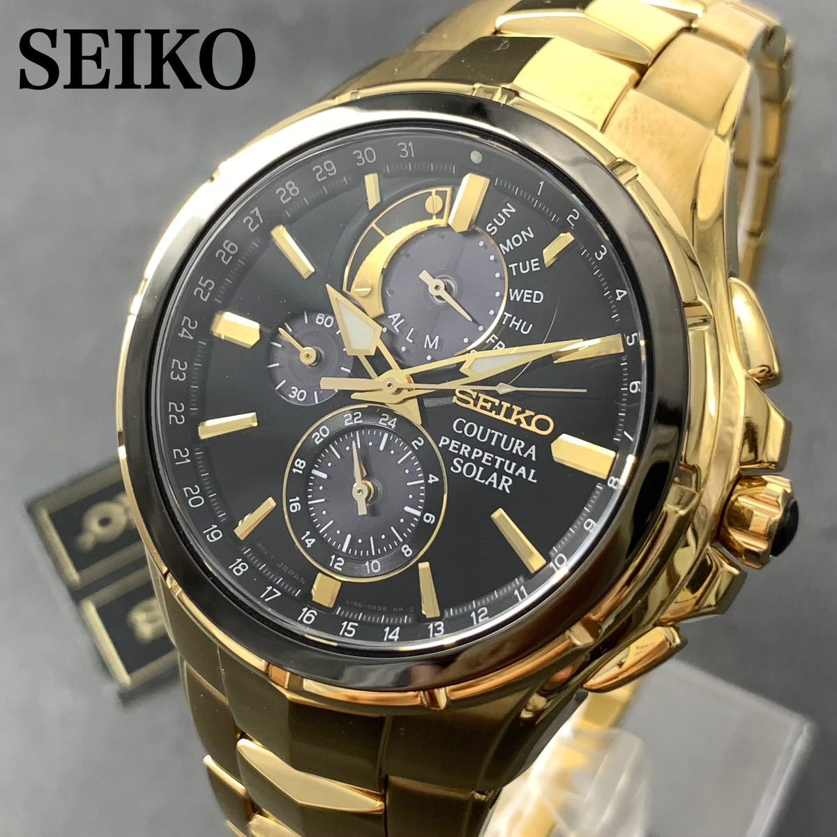 【新品訳あり】セイコー上級コーチュラ SSC700 パーペチュアル クロノグラフ ソーラー SEIKO メンズ腕時計 ゴールド_画像1