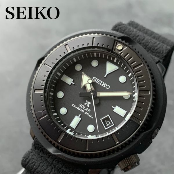 【定価6万円】セイコー プロスペックス SEIKO Prospex ダイバー ソーラー ラバーバンド 200M防水 メンズ腕時計 ブラック 新品 09113_画像1