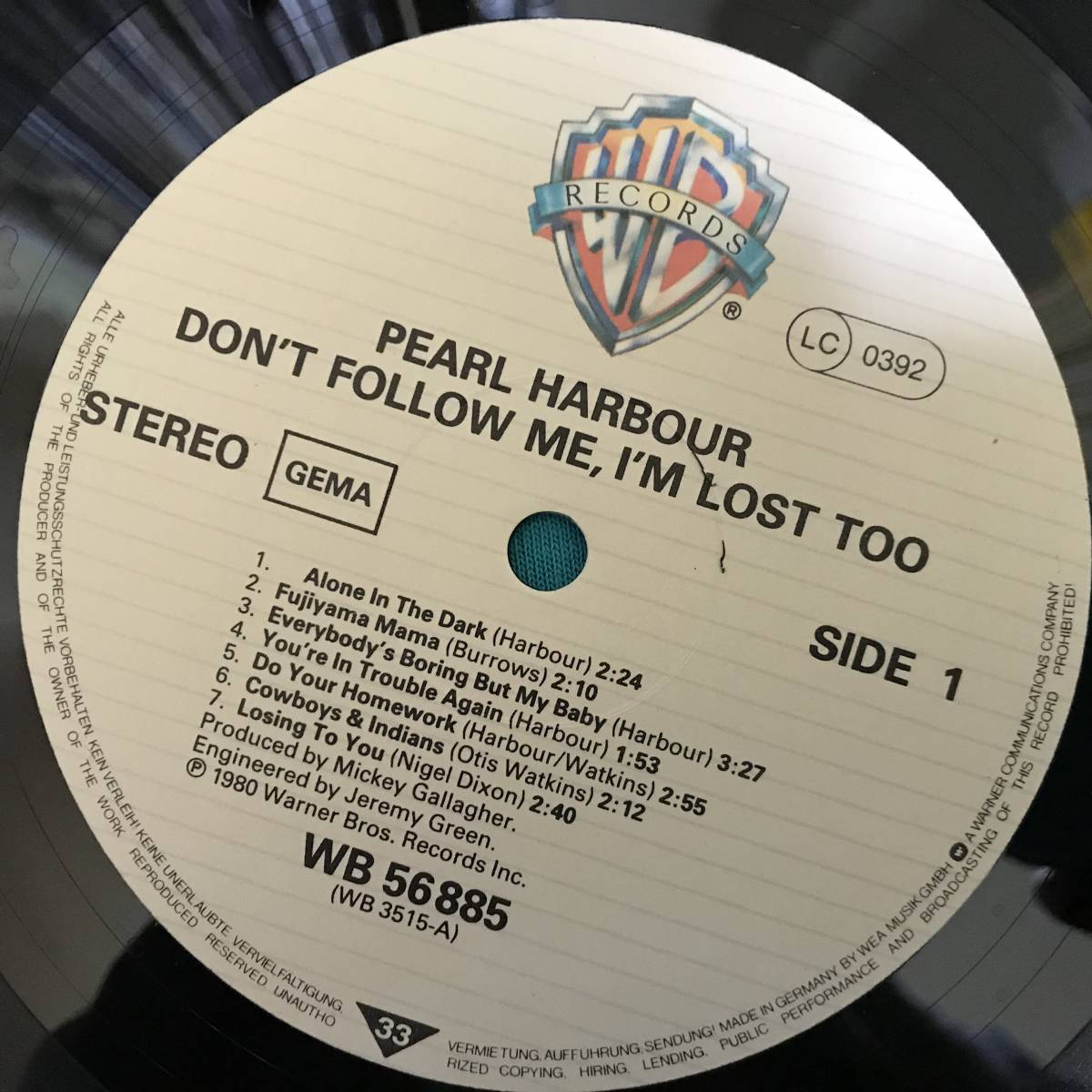 LP●Pearl Harbour / Don't Follow Me, I'm Lost Too EUROPEオリジナル盤 WB 56885 　クラブクラシック「Fujiyama Mama」ロンドンナイト_画像3