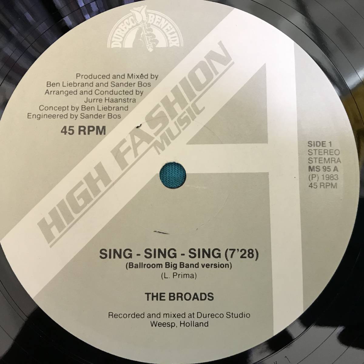 12”●The Broads / Sing Sing Sing HOLLANDオリジナル盤 MS 95 RON HARDYプレイ スウィング・ジャズの名曲をエレクトロ・ディスコ・カバー_画像3