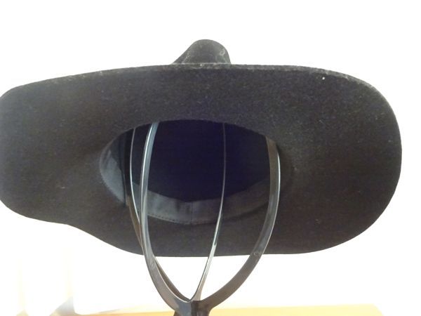 X レディース・メンズ X 中折れハット　黒色帽子　ソフト帽　リボン付　サイズ５７cm〜５９cm　キャップ　帽子　ウール_画像3