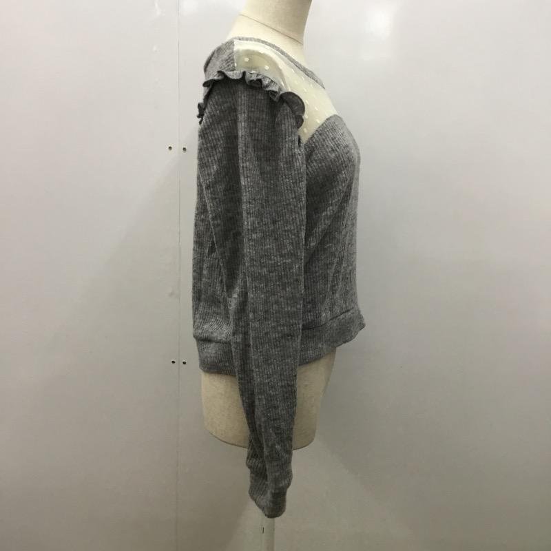 Heather 表記無し ヘザー ニット、セーター 長袖 無地 ドット フリル Knit Sweater 白 / ホワイト / X 灰 / グレー / 10031988_画像2