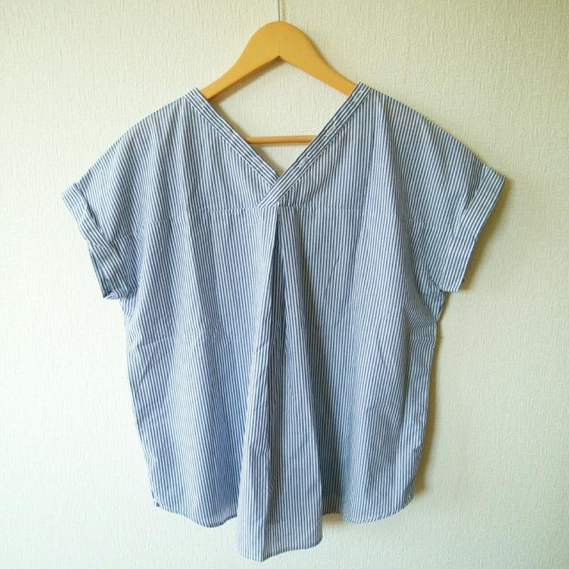 ViS FREE ビス シャツ、ブラウス 半袖 Shirt Blouse 青 / ブルー / X 白 / ホワイト / 10002747_画像2