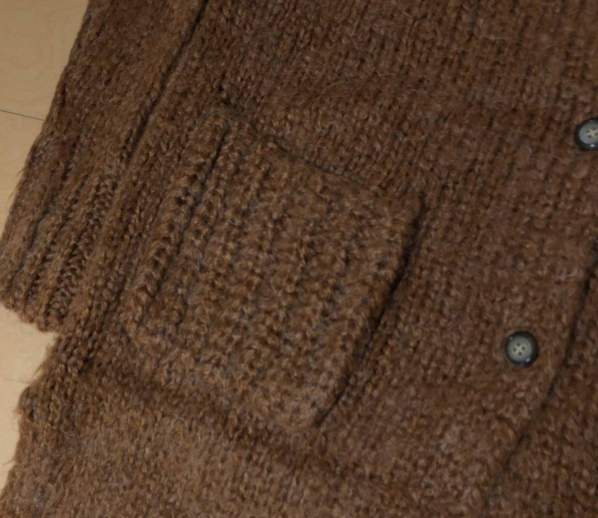 and A And A long cardigan Camel Brown knitted wool .