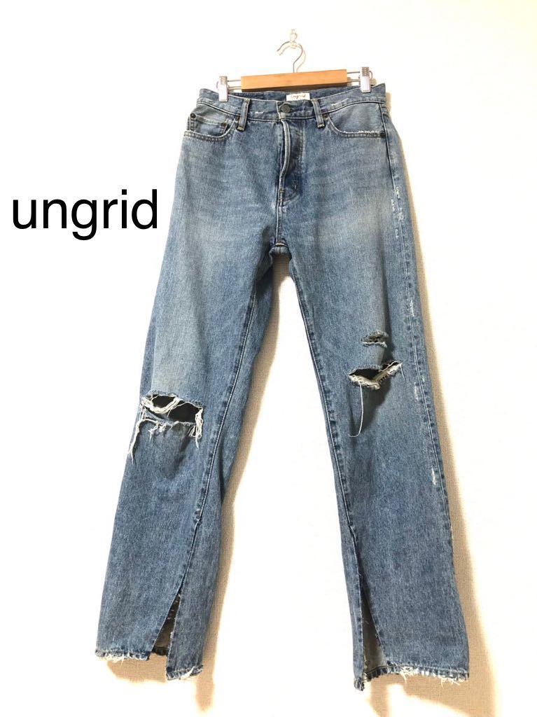 Ungrid アングリッド　スリット　ストレート　デニム_画像1