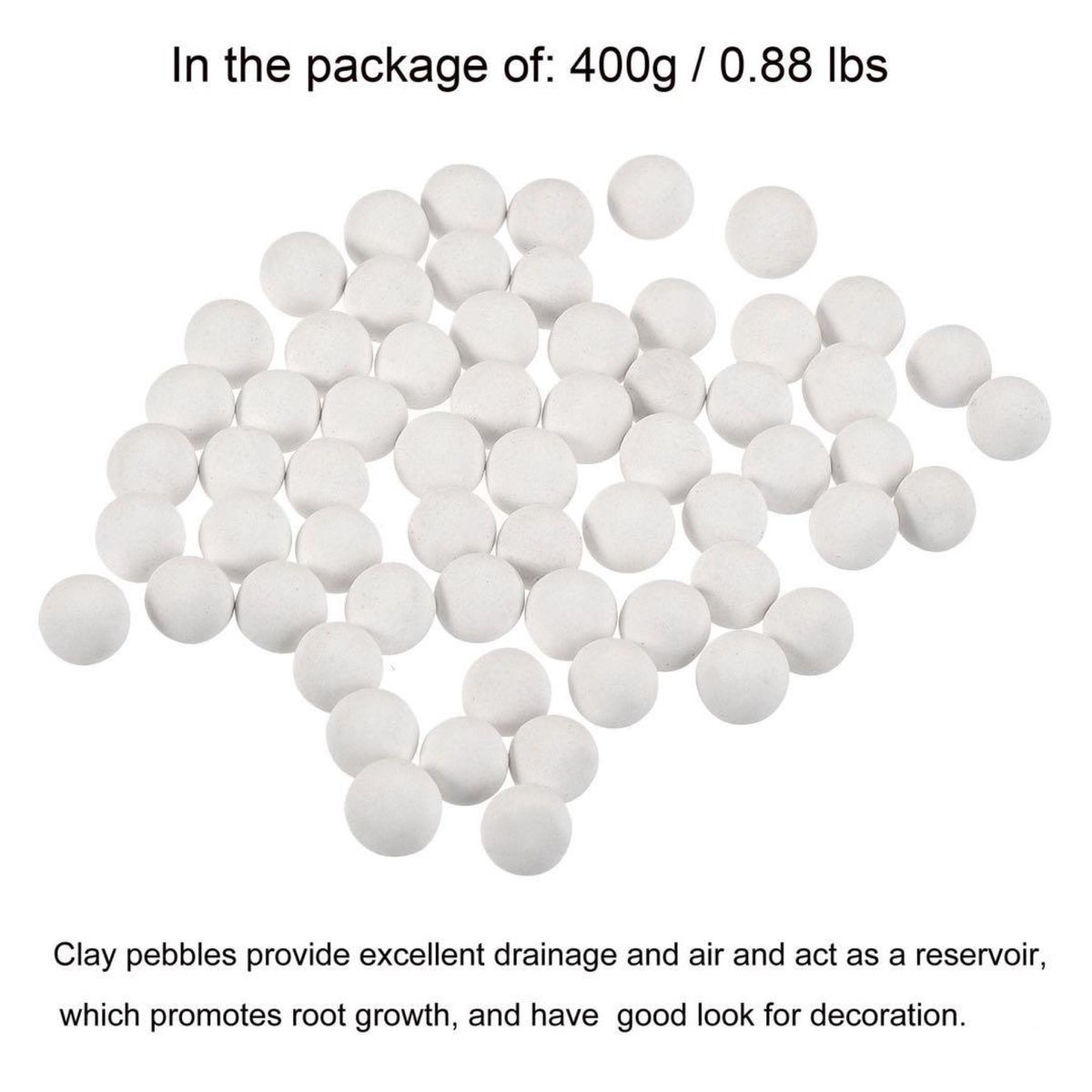 粘土小石 5-6mm 0.88 lbs ホワイト 園芸 鉢植えボール