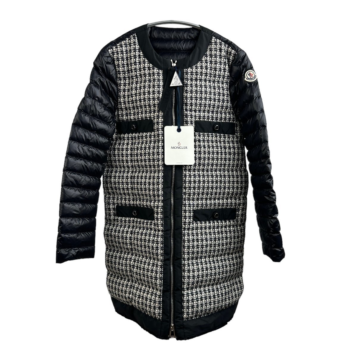 A821●新品タグ付き●MONCLER　モンクレール●MAIX GIUBBOTTO　ツイード切替 ライトダウンコート●ライトダウンジャケット　レディース　00_画像1