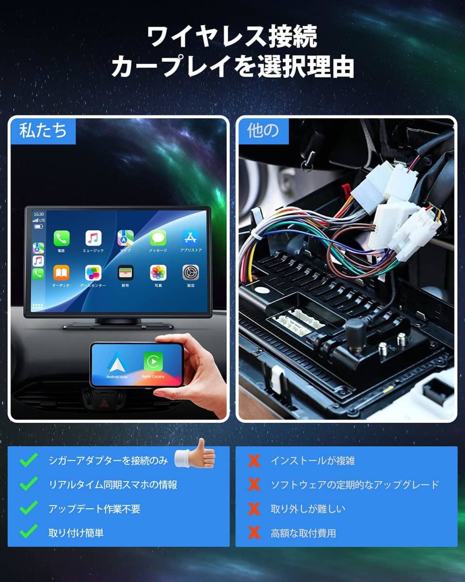 カーオーディオ一体型 9インチタッチスクリーン ワイヤレスCarPlay