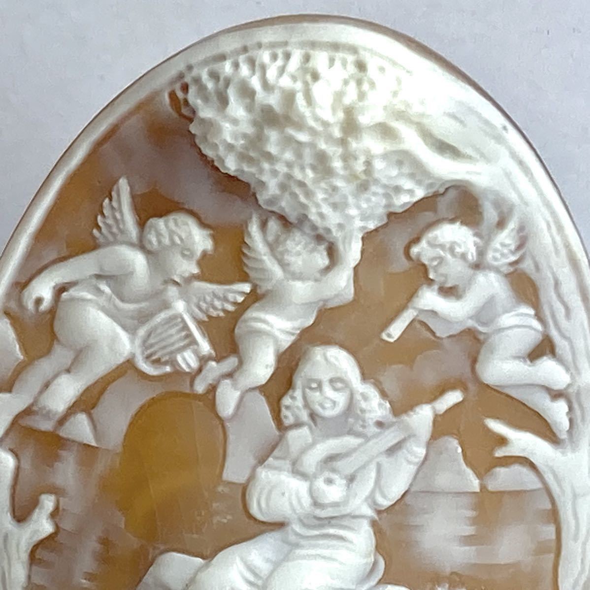 ●シェルカメオ10.2g● o 51ct 55.2×43.9mm 貴婦人 CAMEO 花 アンティーク stone 繊細 ルース 宝石 CE0_画像3