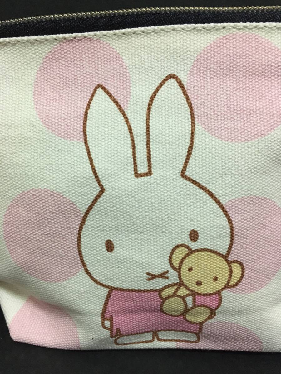 miffy/ Miffy cotton pouch *. polka dot pink * white multi case new goods small * planet 