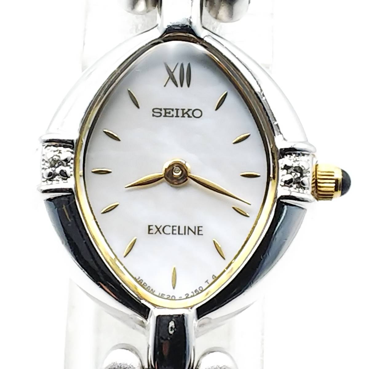 送料無料【電池交換済】★セイコー★SEIKO★エクセリーヌ★EXCELINE★シェル★2Pダイヤ★1F20-6B60★レディース/腕時計/アナログ/クォーツ_画像4