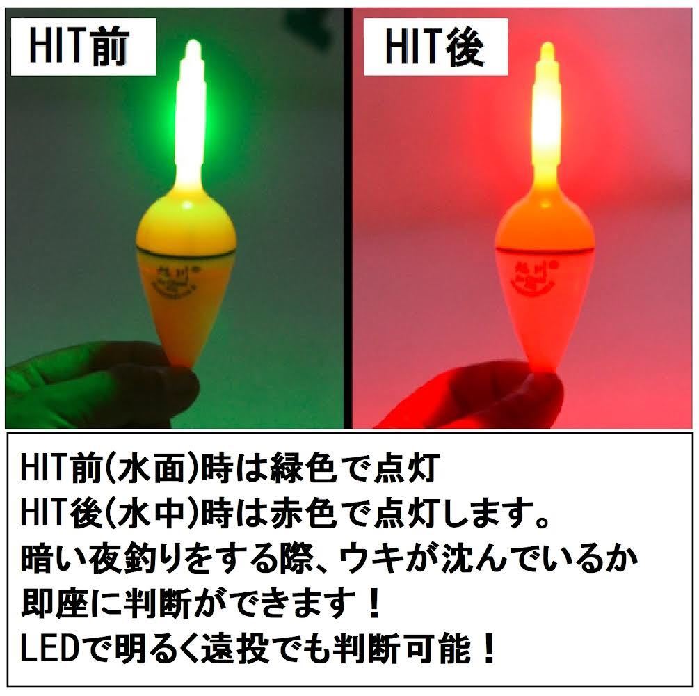 40g/50g混合！変色電気ウキ 10個セット 電池付き！沈むと色が変わる LED 夜釣り 選べる サビキウキ型_画像2