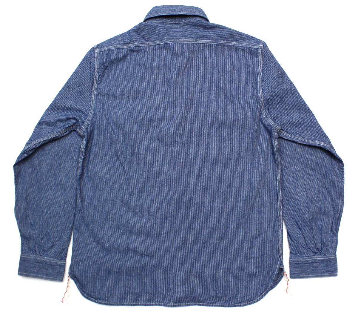 YSL71東洋M長袖 ワークシャツ ダブルエルボー 日本製 綿100%ジーンコード コードストライプ マチ付きSUGAR CANEシュガーケーン 色紺_画像2