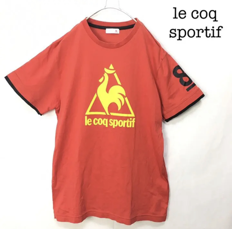 大人気★ le coq sportif 半袖Tシャツ ビックロゴ レッド Oサイズ メンズ ルコックスポルティフ 赤 XL相当( E-01 1099 )_画像1