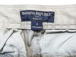 バナナリパブリック BANANA REPUBLIC パンツ カーゴ 切替 ポケット ジッパーフライ 脇タブ 裾ロールアップ カーキ 4_画像3