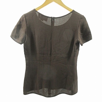 emanyu L Ungaro Emanuel Ungaro silk blouse shirt short sleeves pull over Brown tea 4 1024 lady's 