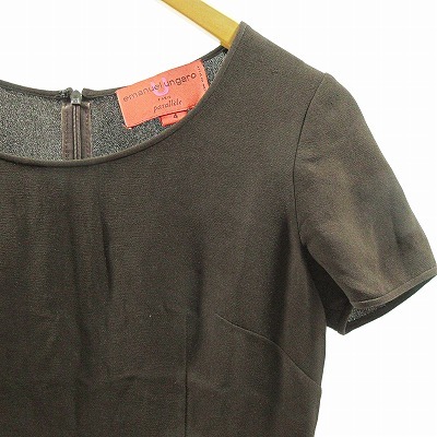 emanyu L Ungaro Emanuel Ungaro silk blouse shirt short sleeves pull over Brown tea 4 1024 lady's 