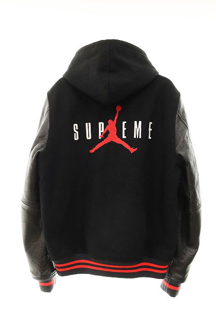 シュプリーム SUPREME NIKE JORDAN BRAND 15AW Hooded Varsity Jacket フードスタジャン パーカー 【ブランド古着ベクトル】231021☆AA★_画像1