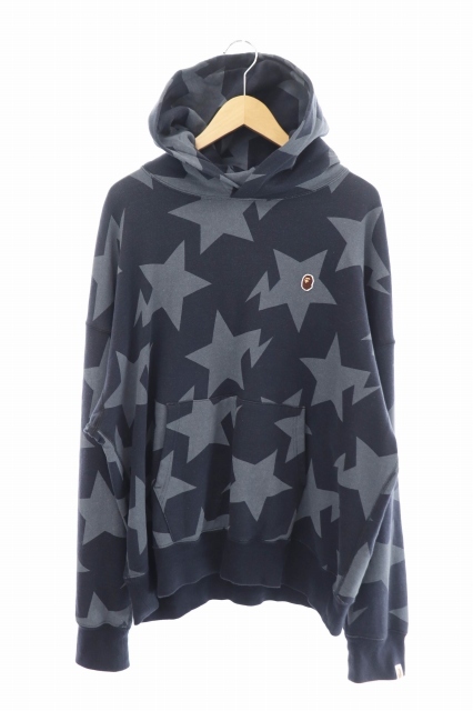 アベイシングエイプ A BATHING APE STA Pattern Loose Fit Pullover Hoodie スター柄 ルーズ フィット プルオーバー パーカー 001PPI301002