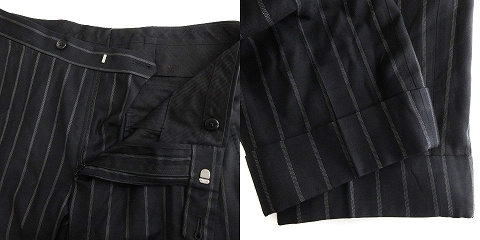 エストネーション ESTNATION スーツ セットアップ テーラードジャケット シングル 2B パンツ スラックス ストライプ 黒 白 44 ■SM1_画像8