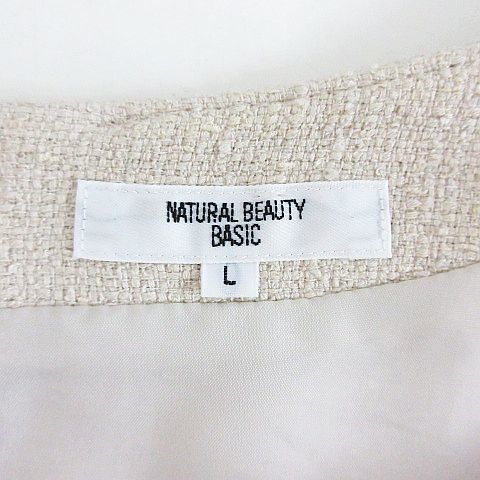 ナチュラルビューティーベーシック NATURAL BEAUTY BASIC ワンピース チュニック 半袖 キャップスリーブ ミモレ丈 L ライトベージュ ※EKM_画像4