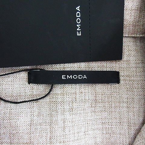 未使用品 エモダ EMODA シャツ ブラウス 五分袖 開襟 ストレッチ F ベージュ ※EKM レディース_画像4