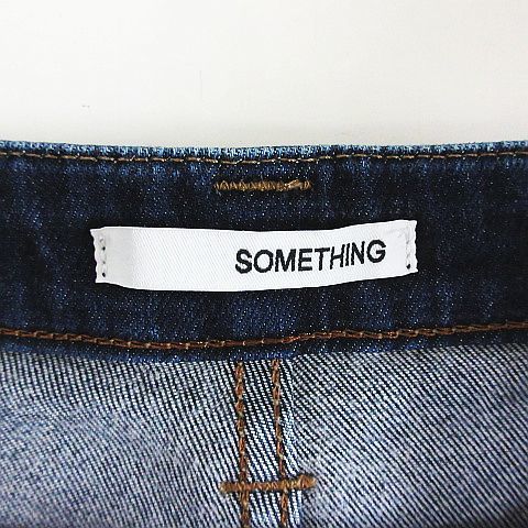  Something something SS38 Denim джинсы низ обтягивающий б/у обработка COOL стрейч 26 индиго *EKM женский 
