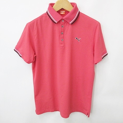 プーマ PUMA GOLF ゴルフ ポロシャツ 半袖 刺繍 ピンク 白 黒 ホワイト ブラック XO メンズ_画像1