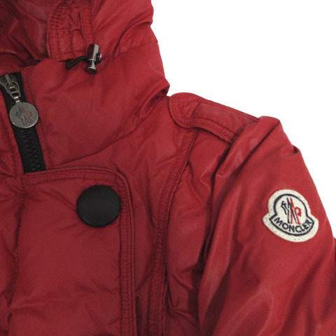 モンクレール MONCLER ダウンジャケット フーディー ロゴワッペン ダブルジップ ダウン80％ レッド 赤 128 キッズ_画像3