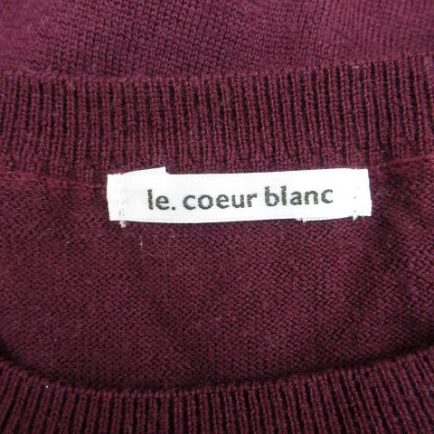 ルクールブラン le.coeur blanc ニット カットソー クルーネック 長袖 ウール 38 ボルドー /HO49 レディース_画像4