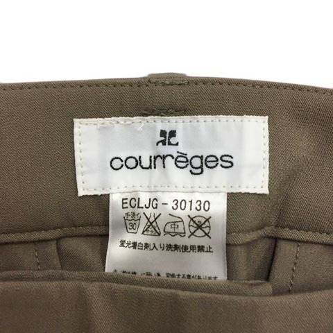 クレージュ courreges パンツ ストレート ロング センタープレス 無地 38 茶 グレー ブラウン レディース_画像5