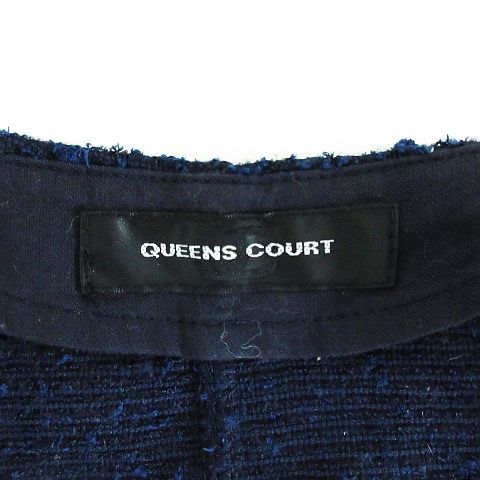 クイーンズコート QUEENS COURT ノーカラージャケット ニット 長袖 裏地なし スパンコール 2 ネイビー ※EKM レディース_画像4