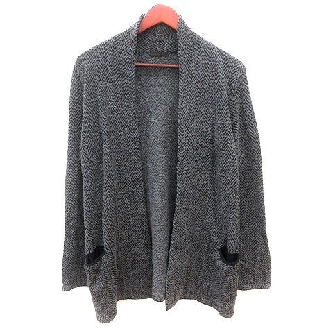 ke- tea ki width ta spool K.T KIYOKO TAKASE knitted cardigan topa- herringbone pattern long sleeve 9 gray /AU lady's 