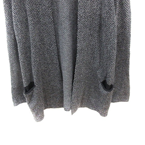 ke- tea ki width ta spool K.T KIYOKO TAKASE knitted cardigan topa- herringbone pattern long sleeve 9 gray /AU lady's 