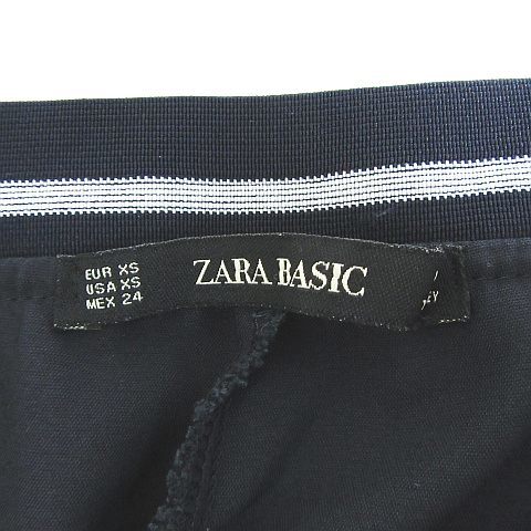 ザラ ベーシック ZARA BASIC パンツ テーパード フルレングス コットン センタープレス XS ネイビー 小さいサイズ 1608/250 af2083 レディ_画像5