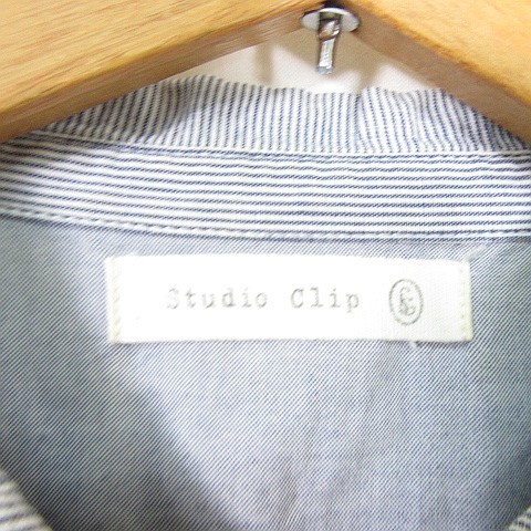 スタディオクリップ Studio Clip シャツ ブラウス 七分袖 綿 L ライトブルー ストライプ kz6204 レディース_画像4